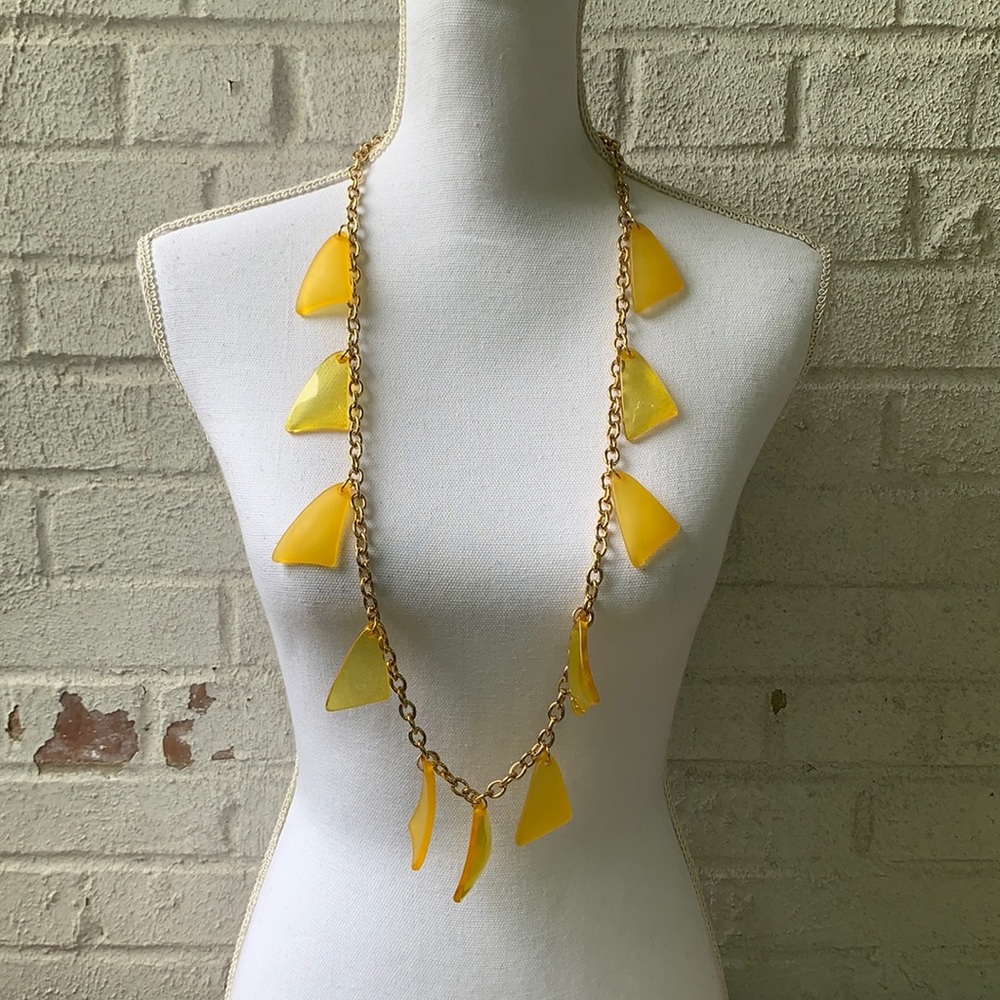 Gold-chain and Yellow “Seaglass” Charm Necklace